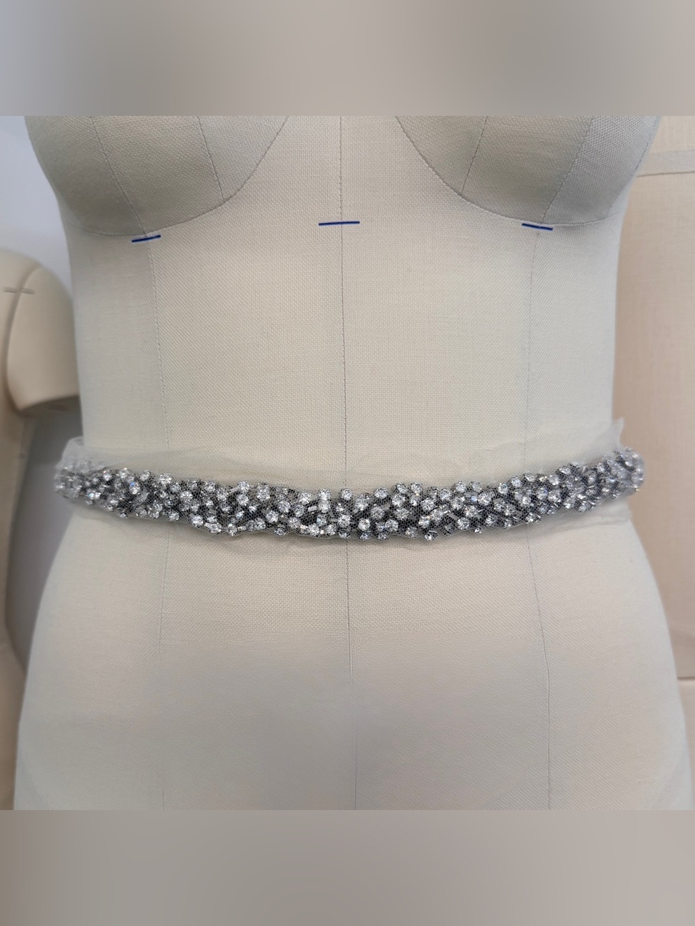 J.Crew Silver Crystal Beaded Waist Wedding Belt